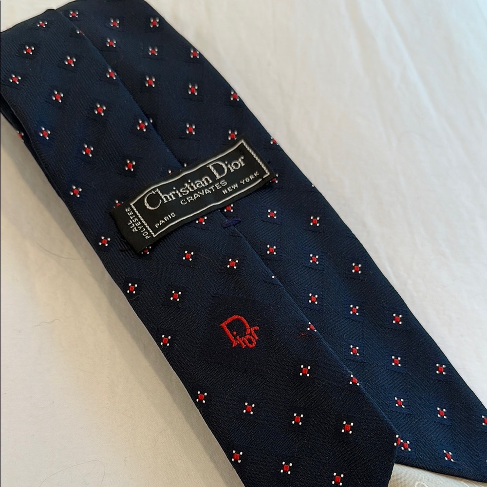 Vintage Dior Navy Blue Tie